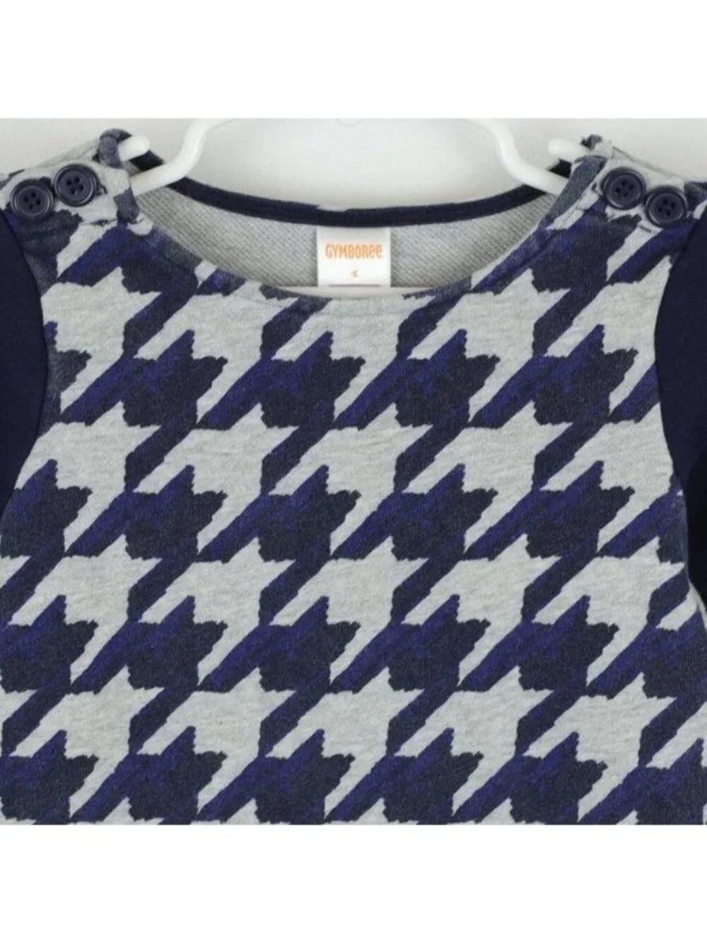 Gymboree Girls Size 4 Blue Gray Houndstooth Crewneck Long Sleeve Sweatshirt